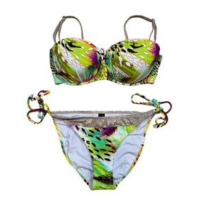 Y2K Sandoratto Tropical Cheetah Print Bikini Set L